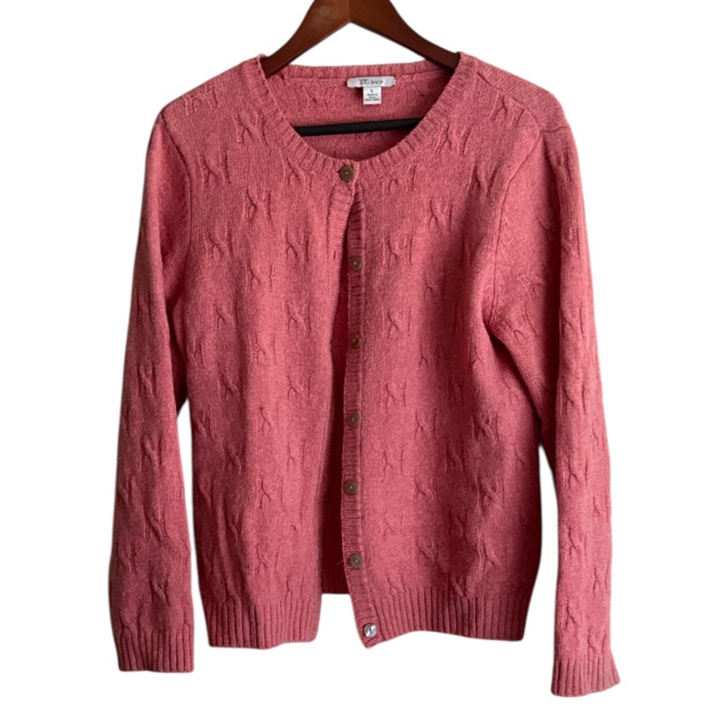 The Tog Shop Vintage Pink Wool Cardigan Sz L